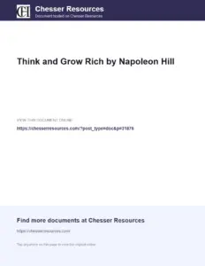 Napoleon Hill – Think and Grow Rich