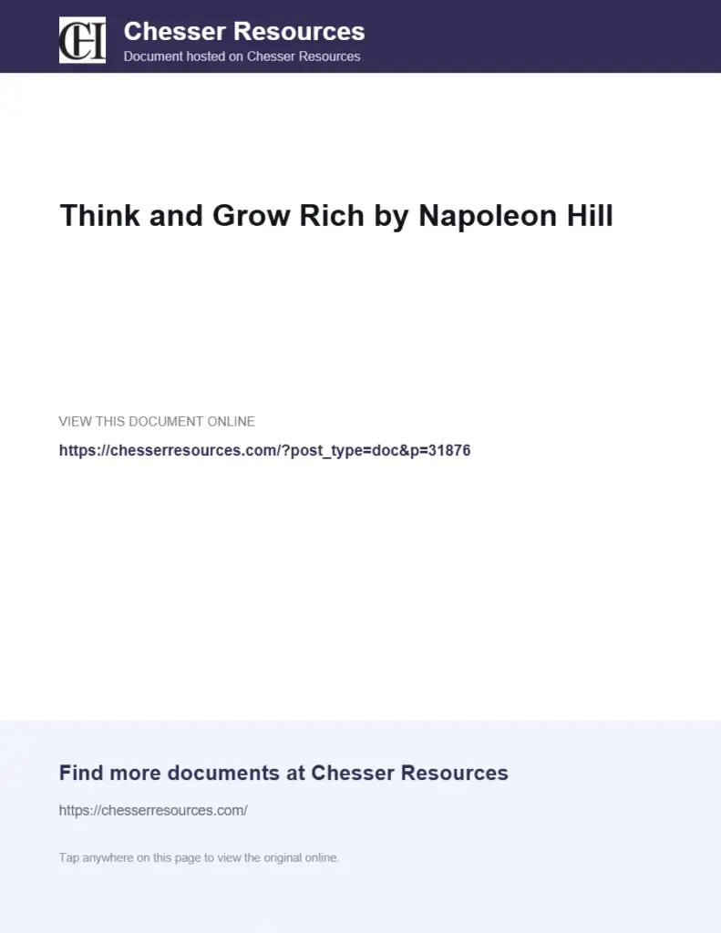 Napoleon Hill - Think and Grow Rich