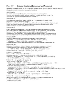 Phys 1011 Selected Solutions for Conceptual Questions and Problems
