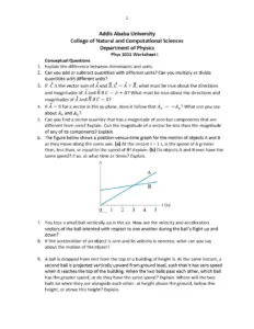 Phys 1011 Worksheet I: Conceptual Questions and Problems