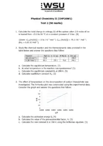 Physical Chemistry II Test 2 – CHP26W1