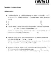 Physical Chemistry Practice Problems and Memos