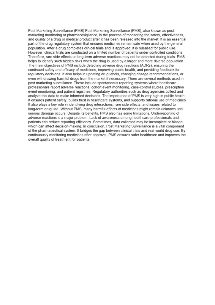 Post Marketing Surveillance Notes