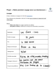 Présenter Un Projet De Voyage