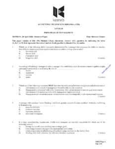 Principles Of Management Past Papers