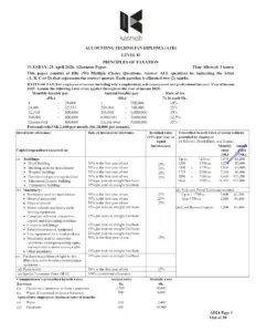 Principles Of Taxation Past Papers