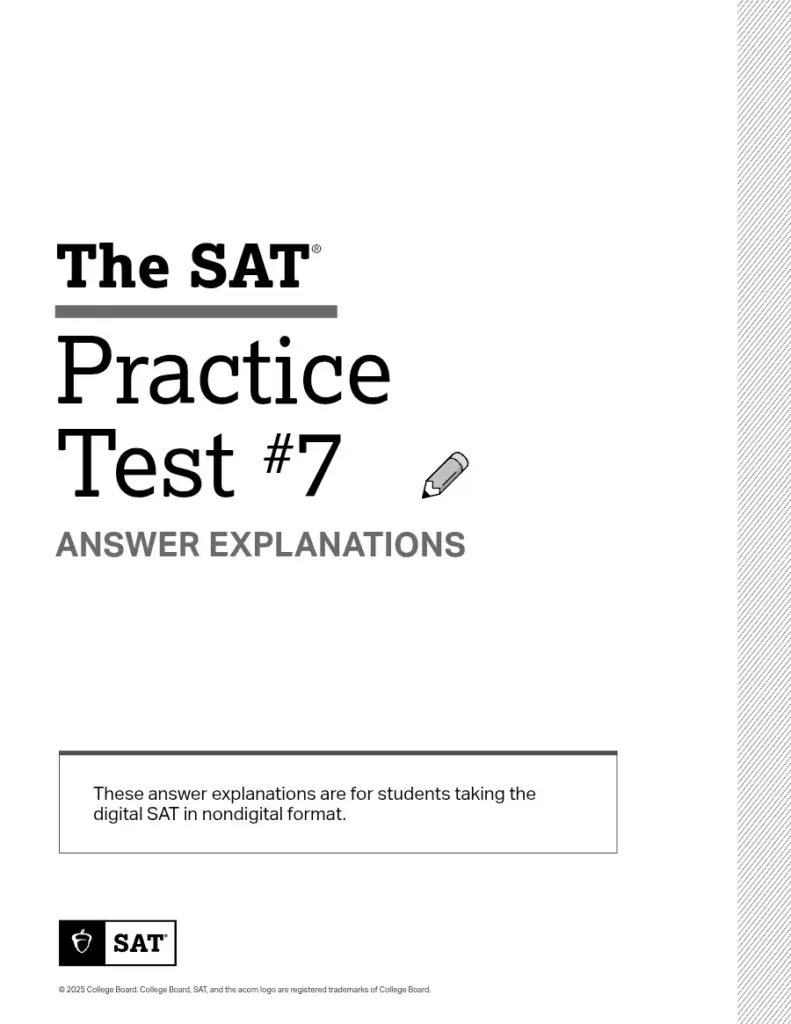 SAT Practice Test 7 Answers Digital