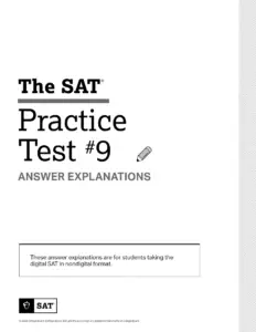 SAT Practice Test 9 Answers Digital