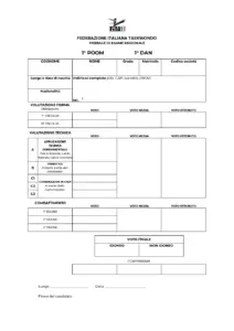 Scheda Esame Regionale 1Â° POOM DAN