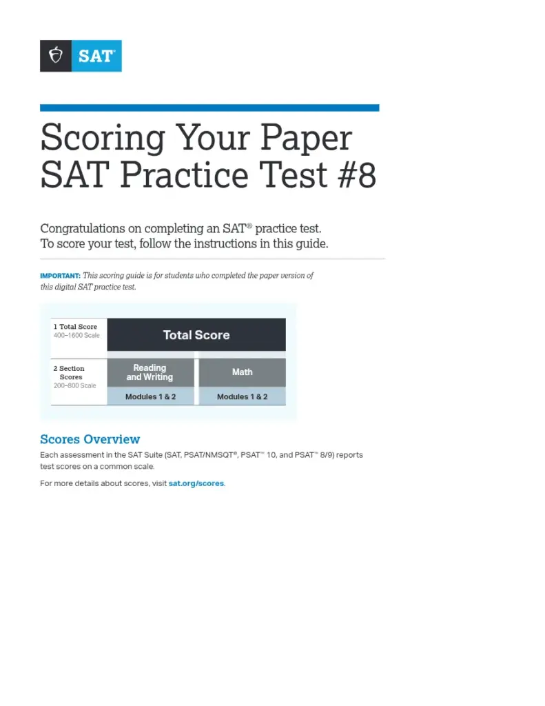 Scoring SAT Practice Test 8