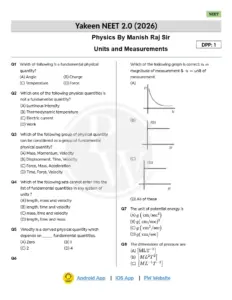 Upload Units and Measurements DPP 04 – Lecture 01