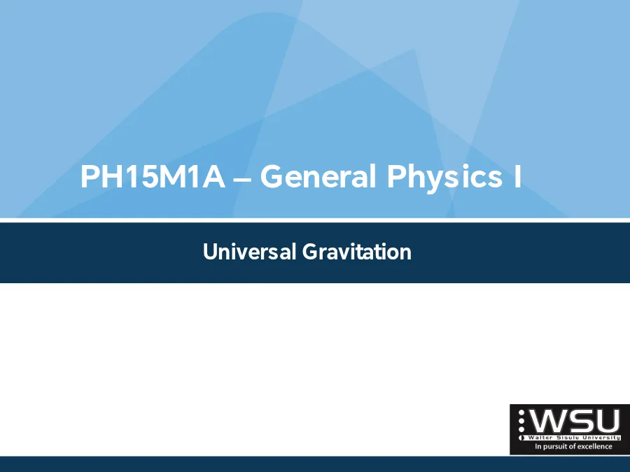 Universal Gravitation - Physics Concepts and Applications