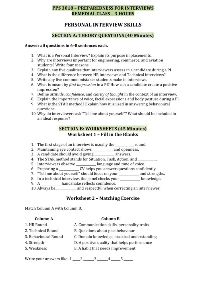 3 HOUR PPS 3018 REMEDIAL CLASS ASSIGNMENT