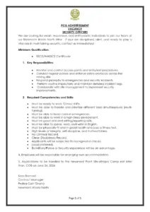 ADVERTISEMENT FOR SECURITY OFFICER