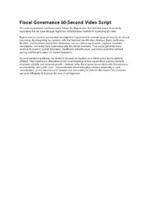 Fiscal Governance 60 Second Video Script
