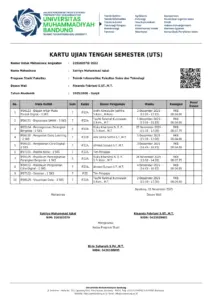 Kartu UTS Satriyo Muhammad Iqbal Semester 7