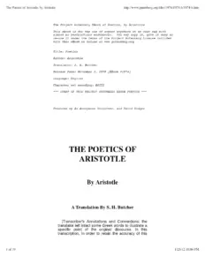 The Poetics Of Aristotle, By Aristotle