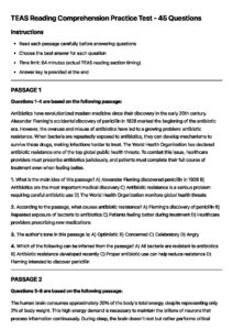 TEAS Reading Comprehension Practice Test - 45 Questions