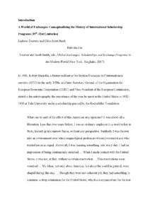 Introduction: A World of Exchanges: Conceptualizing the History of International Scholarship Programs (Nineteenth to Twenty-First Centuries)