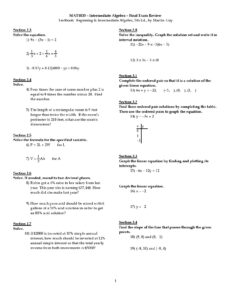 MAT1033 - Intermediate Algebra - Final Exam Review