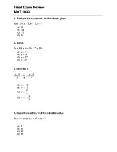 Final Exam Review - MAT 1033