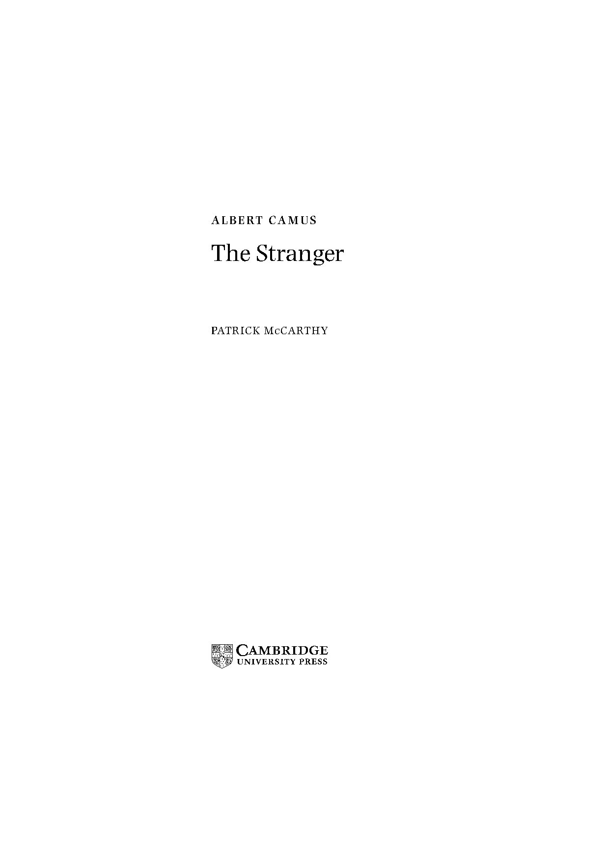 The Stranger Novel by Albert Camus