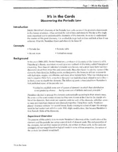 It's in the Cards Discovering the Periodic Law