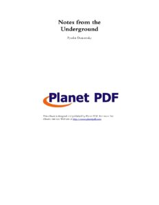 Notes from Underground Novella by Fyodor Dostoevsky
