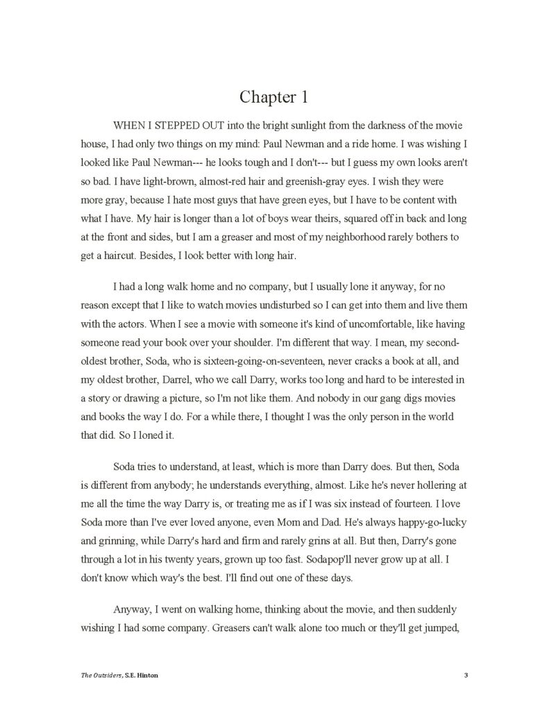 The Outsiders Chapter no 1