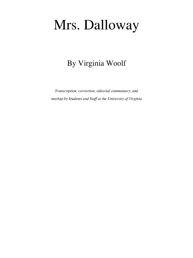 Mrs Dalloway Novel by Virginia Woolf