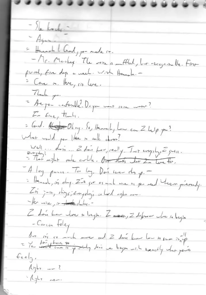 Thirteen Reasons Why by Jay Asher — Pages from Jay Asher’s notebook during the writing