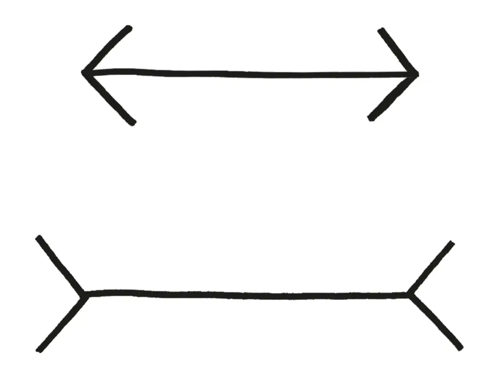 Th  lines between th  two arrowheads ar  th  sam  length
