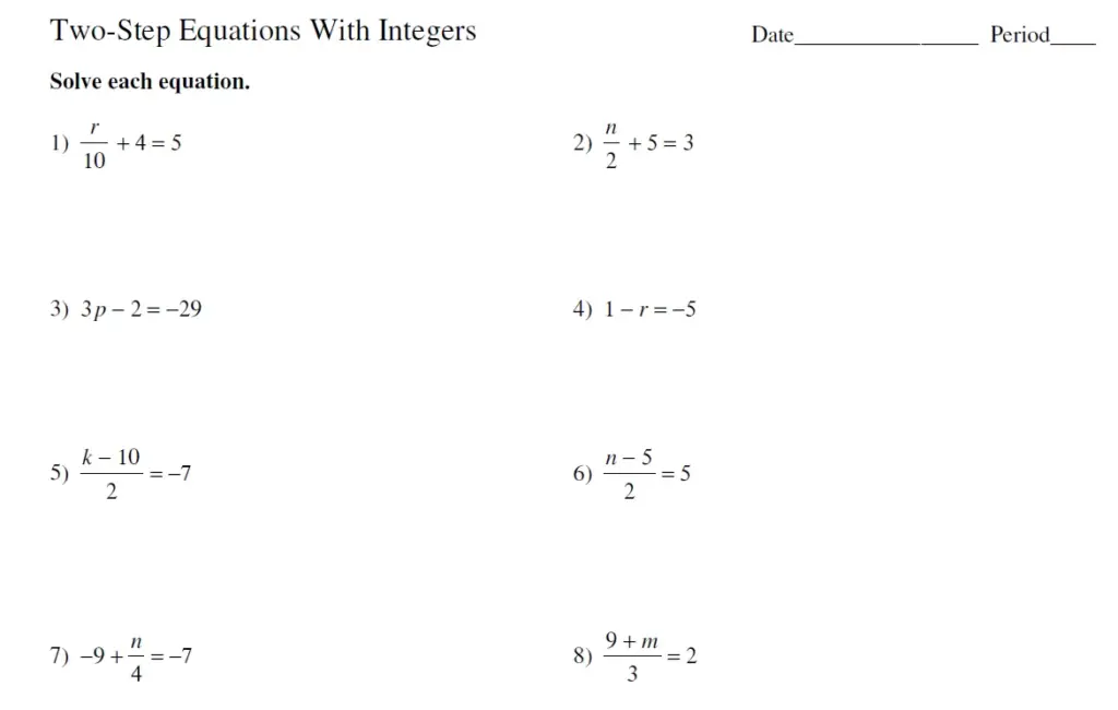 Solving Two-Step Equations - Math 6/7 Notes — Figure 1