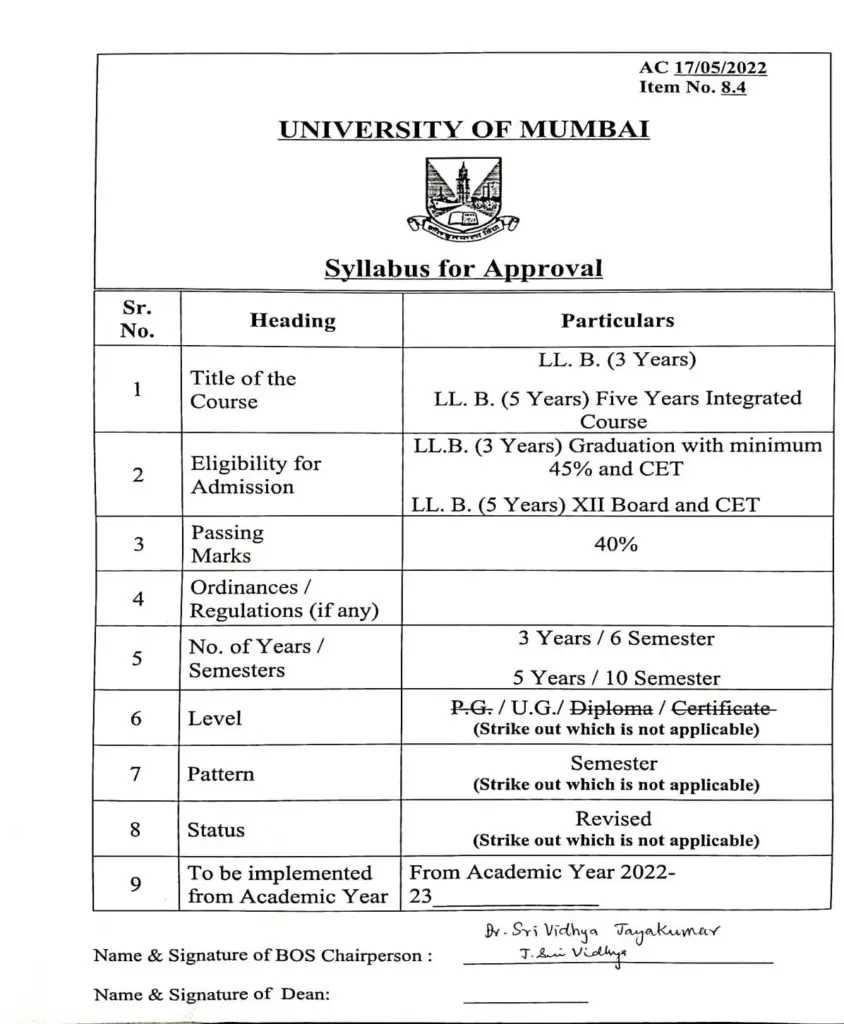 LL.B. 3 Years Sem I to VI and LL.B. 5 Years Integrated Course — Figure 2