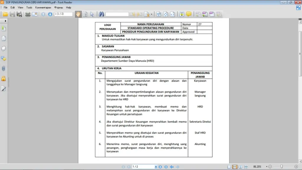 Standar Operasional Prosedur SOP 1710310655 — Form SOP