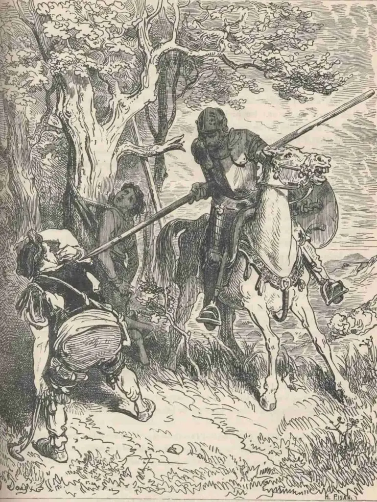 Don Quixote by Miguel de Cervantes — The  farmer  hung  his  head,  and  without  a  word  untied  his  servant,  of