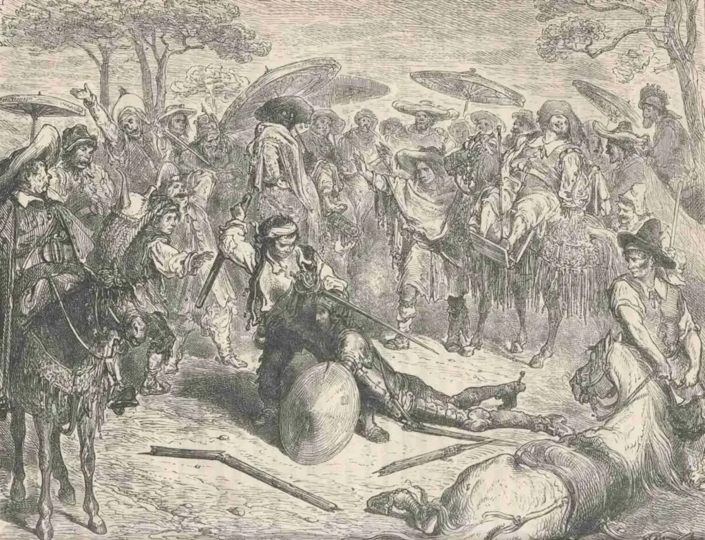 Don Quixote by Miguel de Cervantes — One of the muleteers in attendance, who could not have had much good