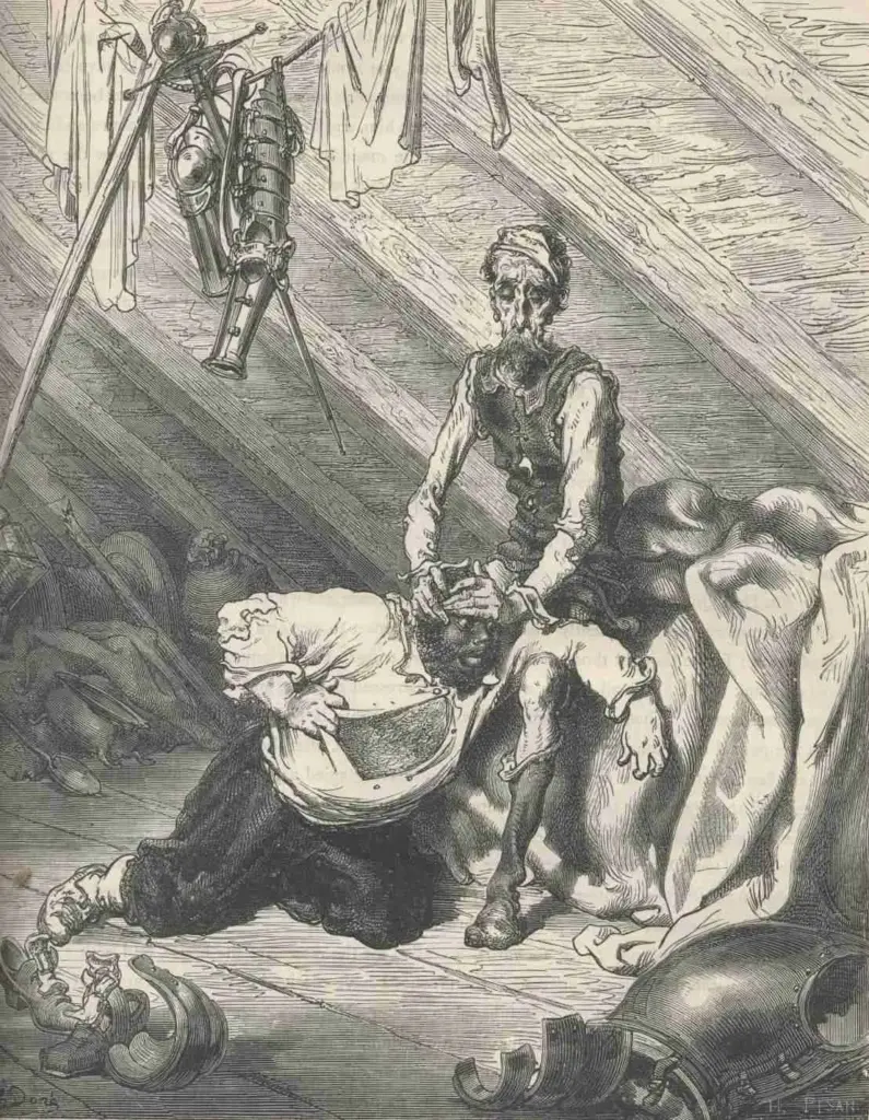 Don Quixote by Miguel de Cervantes — The inn was all in silence, and in the whole of it there was no light except
