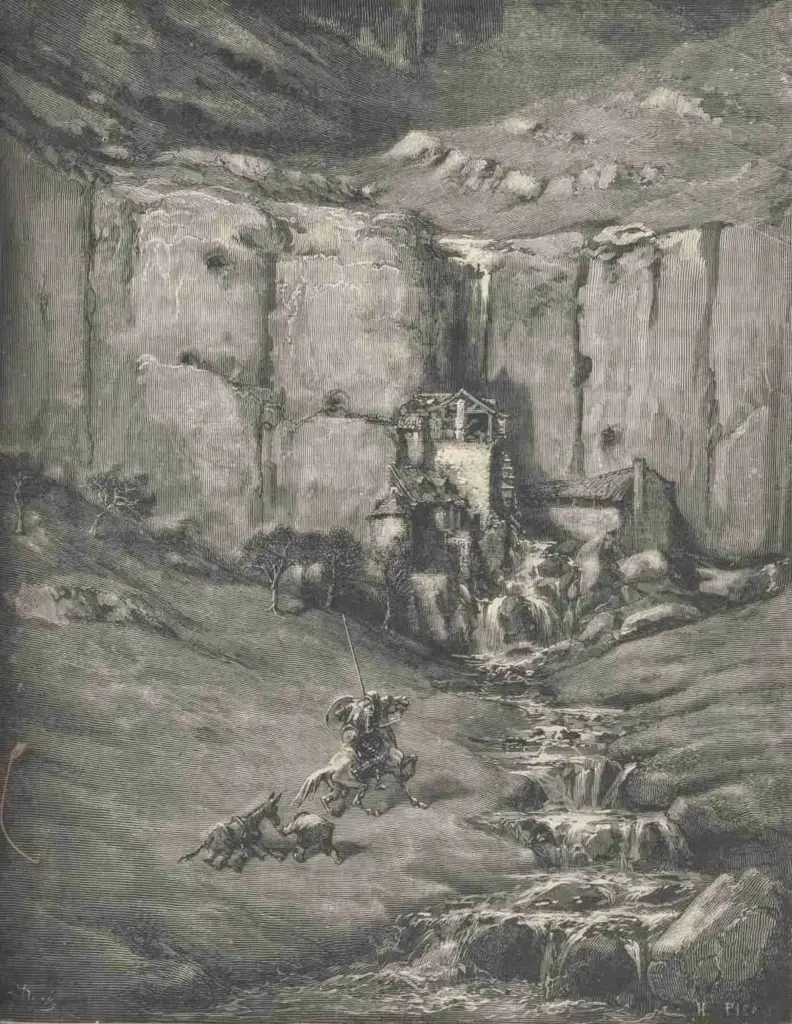 Don Quixote by Miguel de Cervantes — to  him  impossible  to  relieve  himself  without  making  some  noise,  and  he