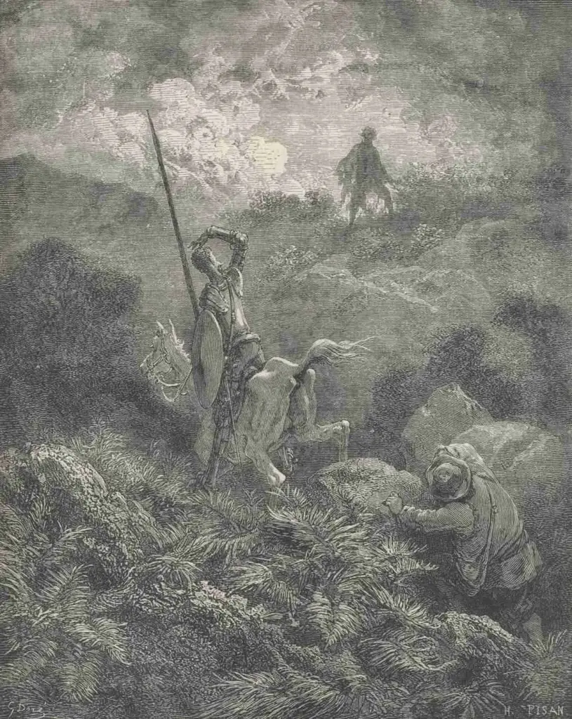 Don Quixote by Miguel de Cervantes — from tussock to tussock with marvellous agility. As well as he could make