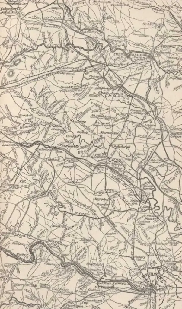 The country over which the army had to operate, from the Rapidan to the