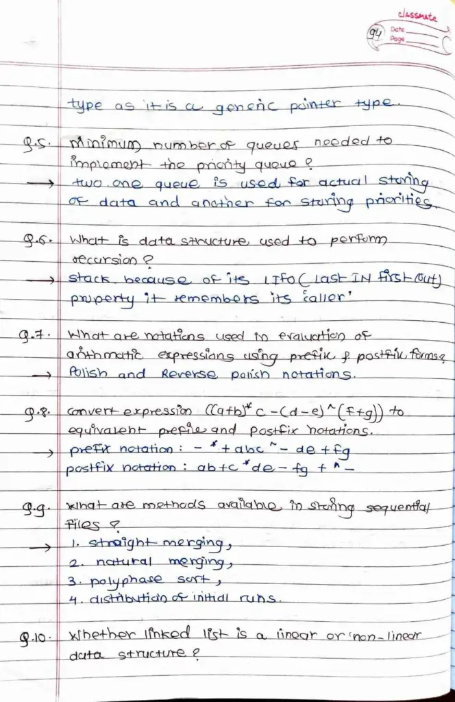 Data Structures and Algorithms Handwritten Notes — Figure 5
