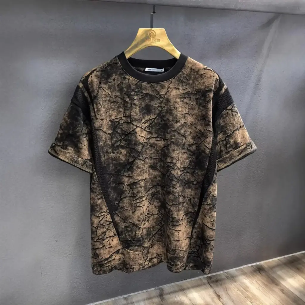 T-shirt Craquelé Texturé (Marron)