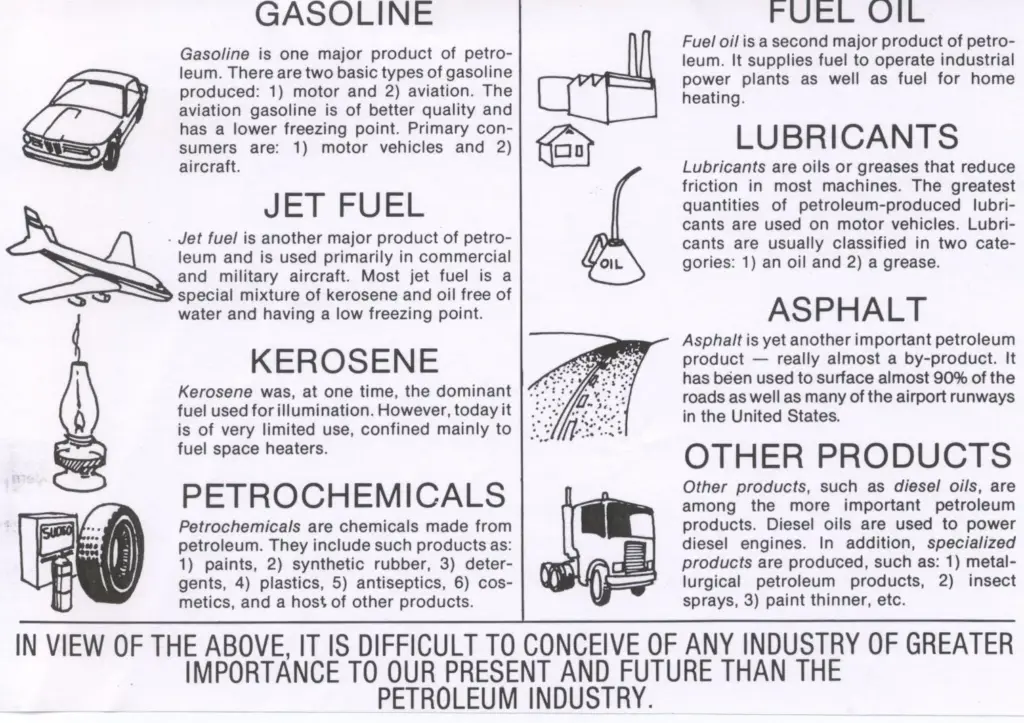 Major petroleum products of the petroleum