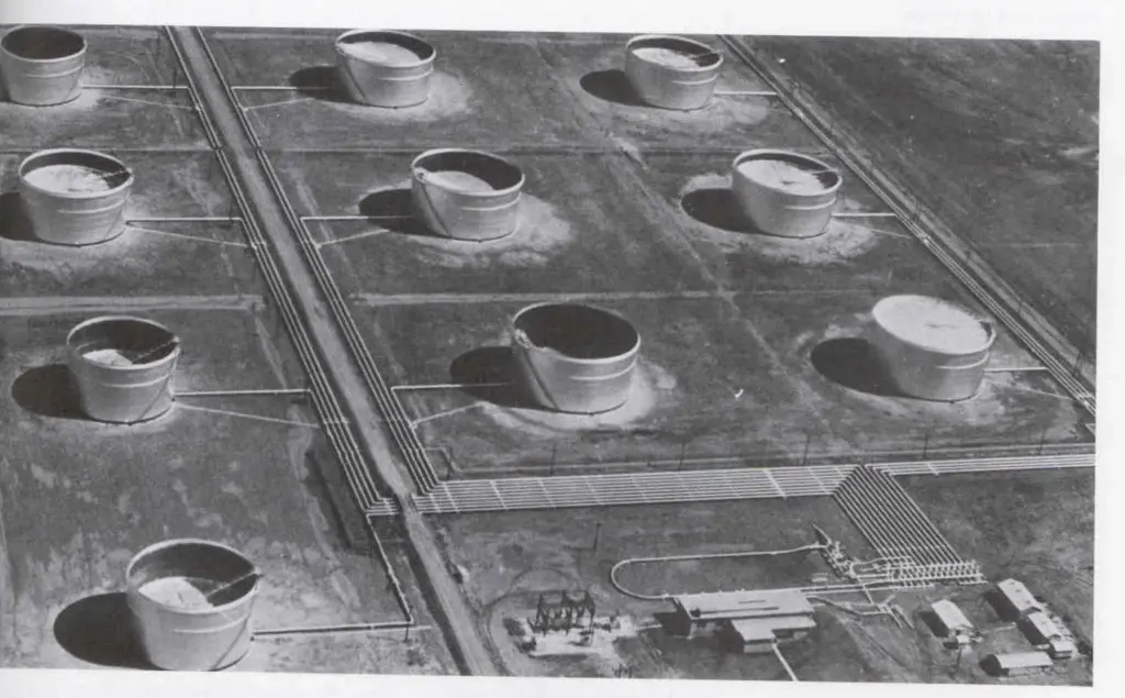A typical tank farm and pumping station. Tank farm